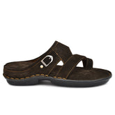 Stylish brown leather slippers designed for men’s comfort